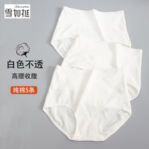 5 strips of white underpants female pure cotton 100% full cotton crotch Summer thin high waist triangular large size pants head