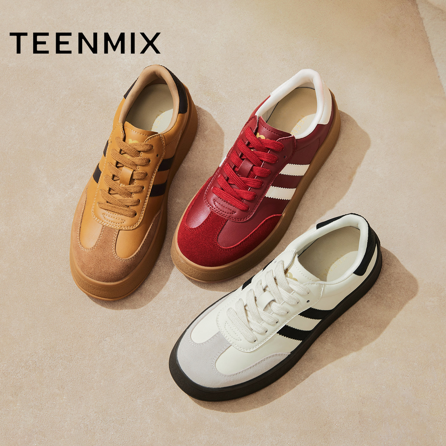 天美意复古厚底增高阿甘德训鞋运动板鞋女小白休闲鞋2025秋季新款,淘宝优惠券,粉丝福利购,淘宝优惠卷