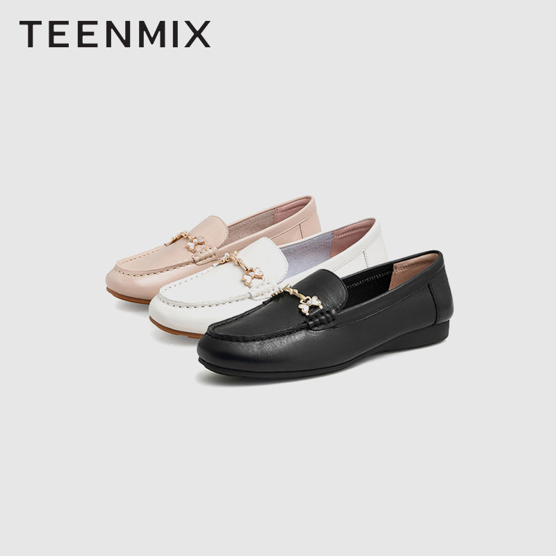 天美意乐福鞋豆豆鞋春秋新款女单鞋 天美意teenmix乐福鞋（豆豆鞋）