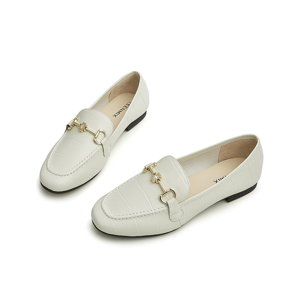 天美意马衔扣复古乐福鞋女豆豆鞋 天美意teenmix乐福鞋（豆豆鞋）