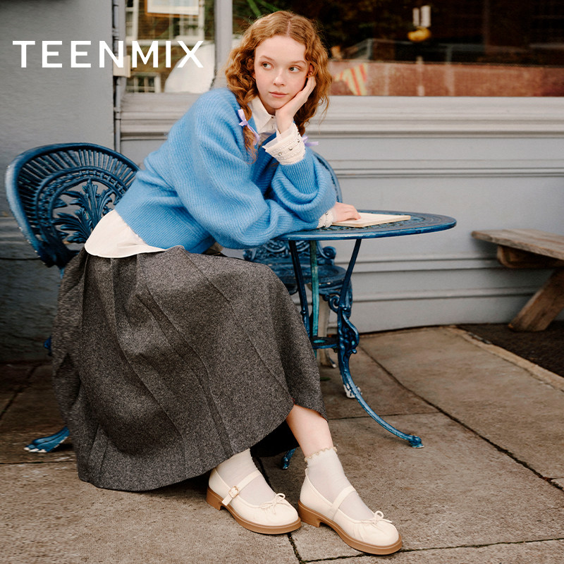 天美意复古玛丽珍鞋平底鞋女浅口单鞋小皮鞋春季新款COY28AQ5,淘宝优惠券,粉丝福利购,淘宝优惠卷