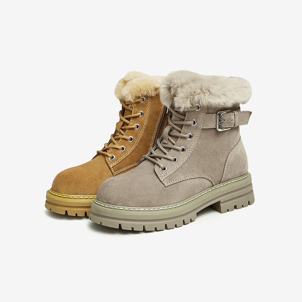 tata加绒英伦马丁靴秋冬户外雪地靴 他她Tata马丁靴