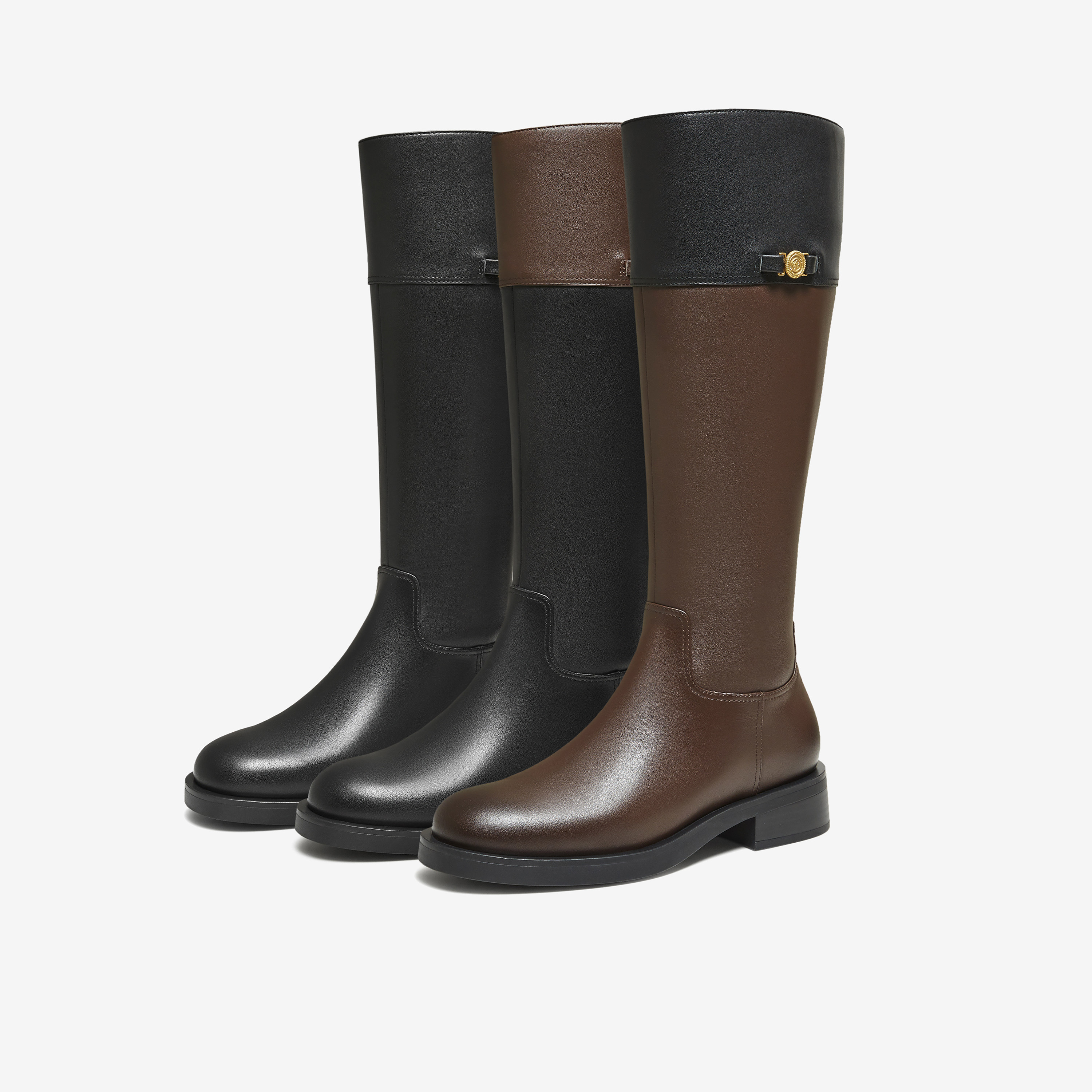 TATA他她靴子女2025黑色长筒靴加绒时装靴高筒骑士靴长靴7TGC1DG5,淘宝优惠券,粉丝福利购,淘宝优惠卷