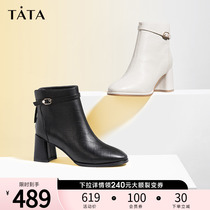 Tata He she is thick heel short boots Women plus suede slim boots 100 lap high heels Boots Fashion Boots Winter New WDY01DD1
