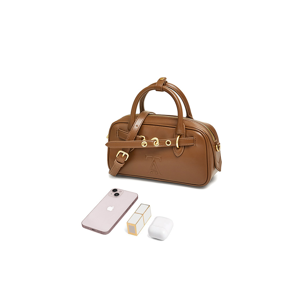 TATA他她小巧手提包波士顿包女包包气质复古棕色手拎包斜挎包新款,淘宝优惠券,粉丝福利购,淘宝优惠卷