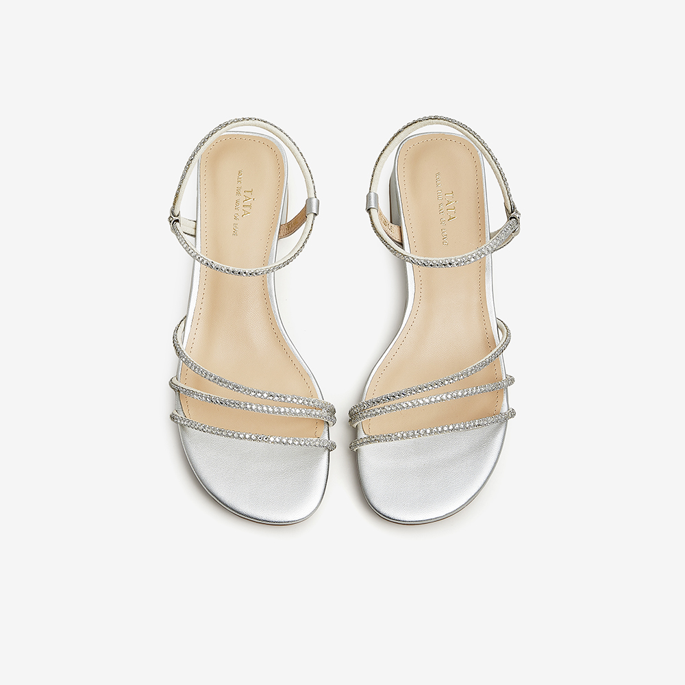 Tata他她百搭简约仙女风凉鞋女方跟时装凉鞋