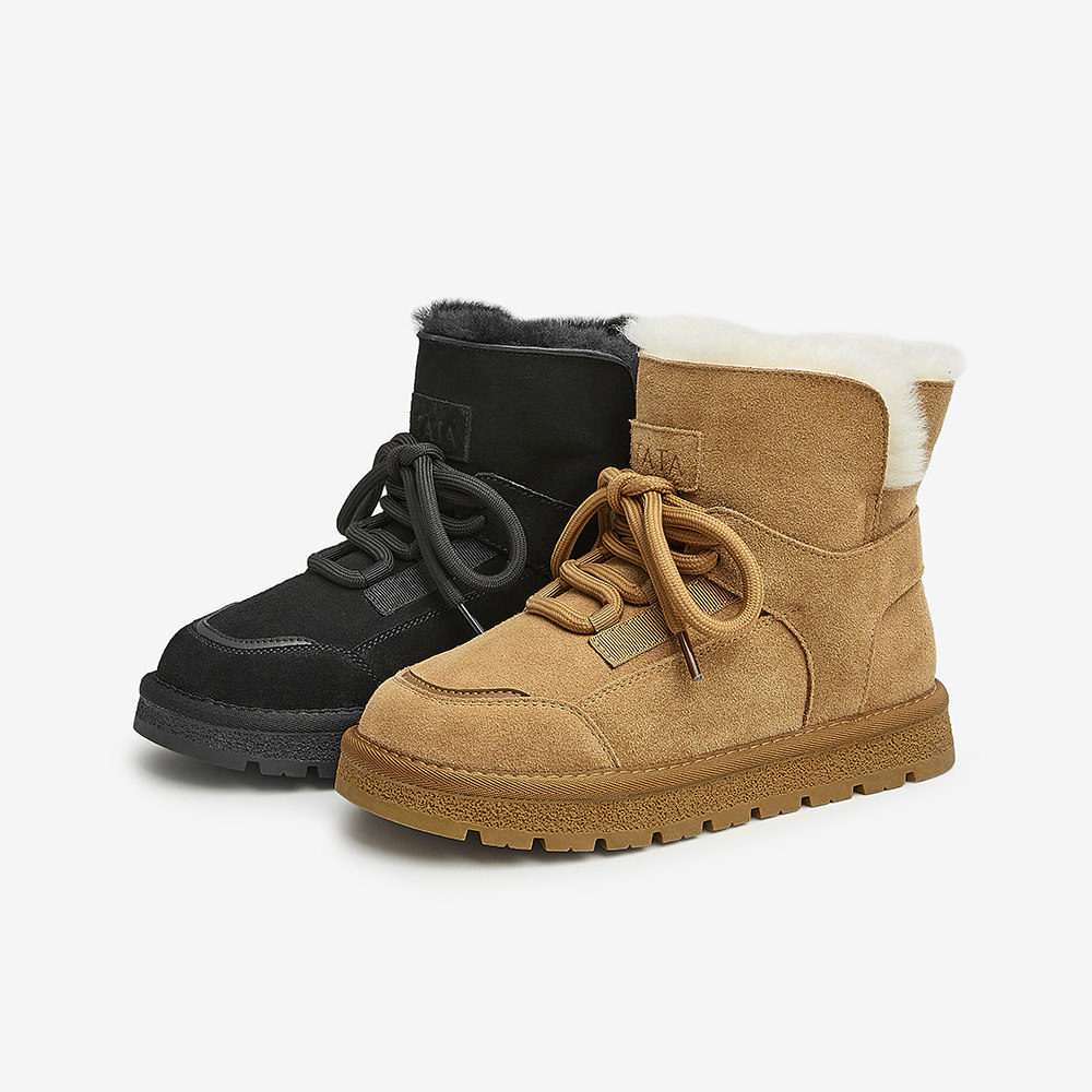 tata休闲厚底冬加绒加厚短筒雪地靴 他她Tata时尚雪地靴