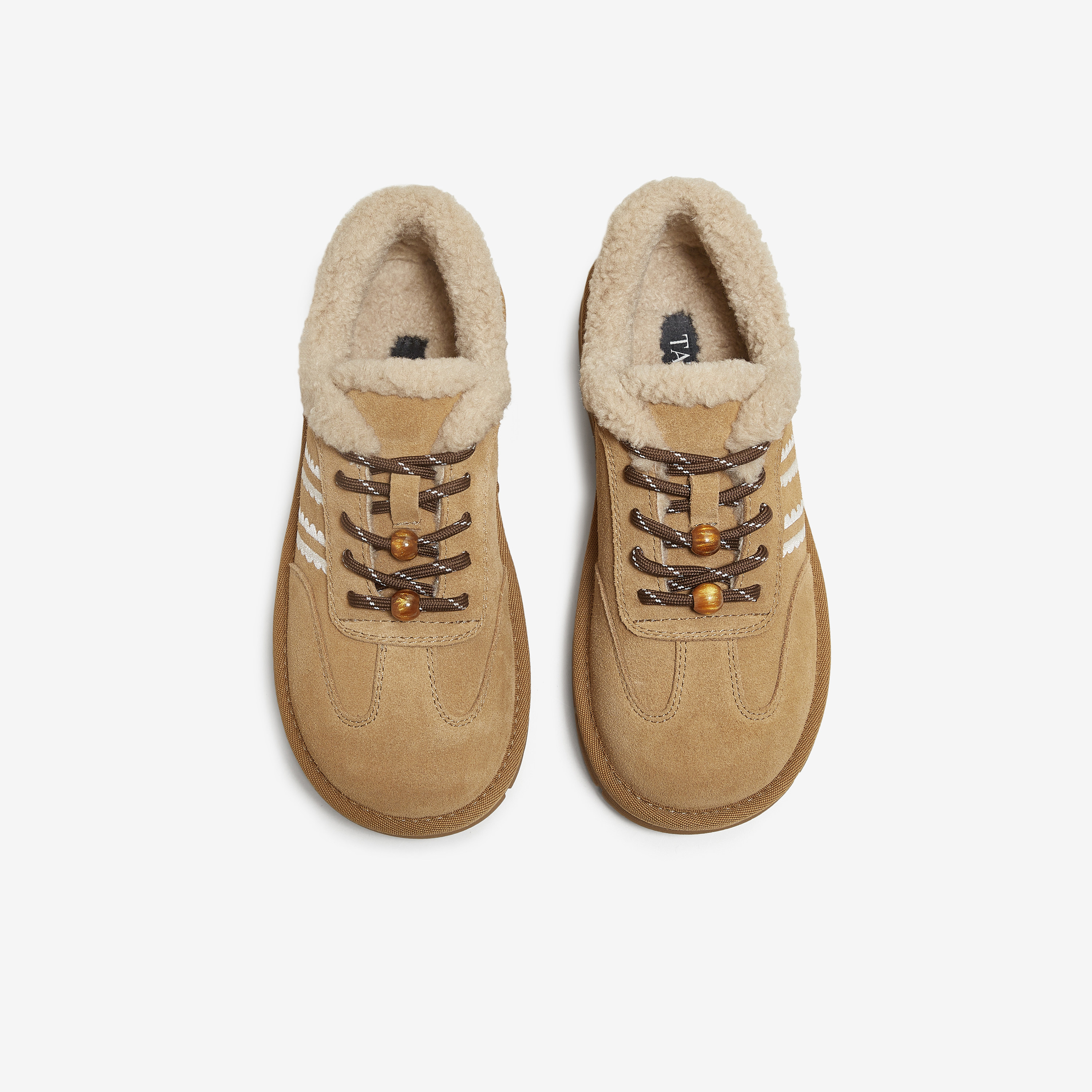 TATA他她棉鞋2025冬季厚底板鞋加绒毛毛德训鞋休闲平底鞋CUD01DM5,淘宝优惠券,粉丝福利购,淘宝优惠卷