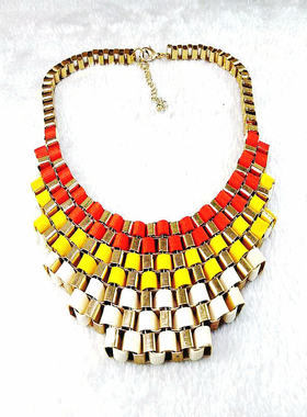 饰品民族风方形编制夸张大项链