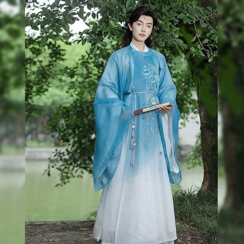 原创【松风】唐制汉服圆领袍秋季渐变绣花古风仙气飘逸套装男女款,淘宝优惠券,粉丝福利购,淘宝优惠卷