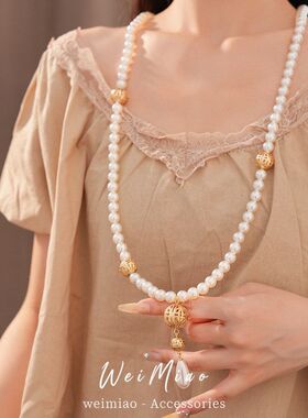 珍珠项链项饰毛衣链中古vintage