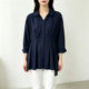 Huiyige Spring and Summer Women's Cotton Nine-quarter Sleeve Shirt Lapel Bat Sleeve Shirt Korean Style Commuting Waist Slim Shirt
