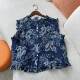 Huiyige Spring and Summer Women's Sleeveless Shirts Wooden Ear Shirts Printed Tops Korean Style Sweet Short Short Shirts and Vests