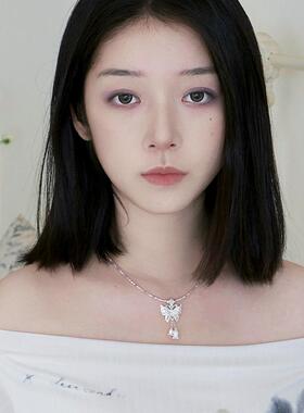 通体925银镂空蝴蝶项链铃兰流苏