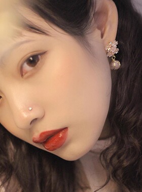 繁花手作磨砂珠三色少女耳钉耳夹