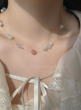 「糖豆」原创设计 “果味”项链清透串珠手作天然石波斯玉锁骨链