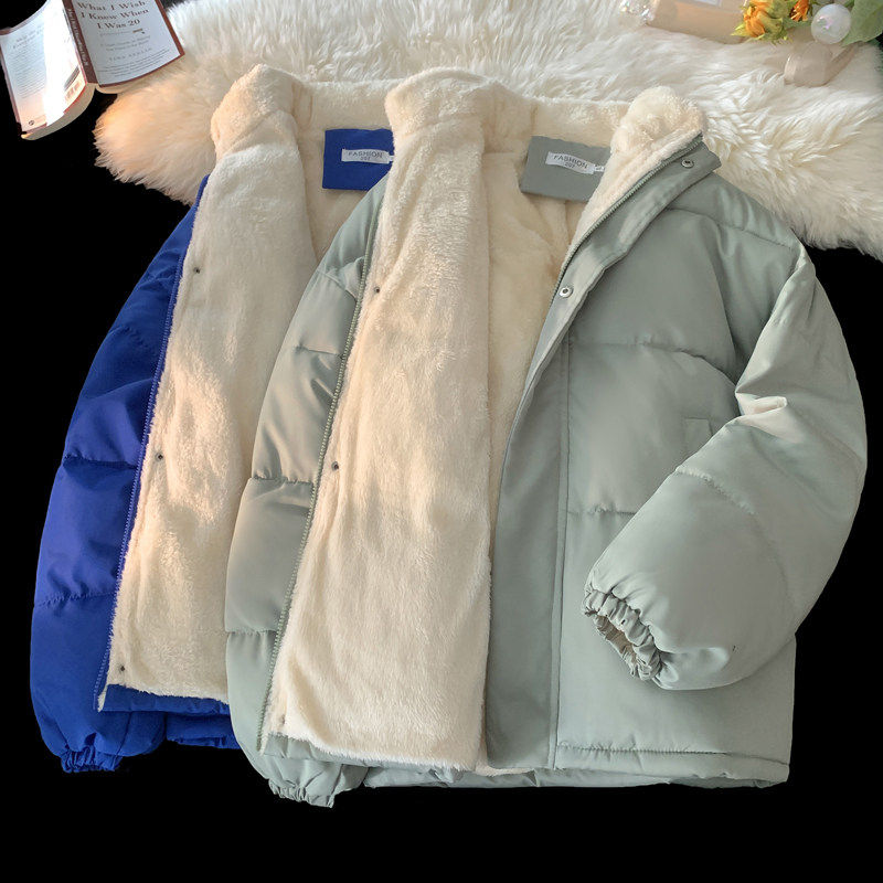 胖mm大尺码羊羔毛棉服女冬季宽松显瘦百搭纯色加绒加厚棉袄外套in,淘宝优惠券,粉丝福利购,淘宝优惠卷