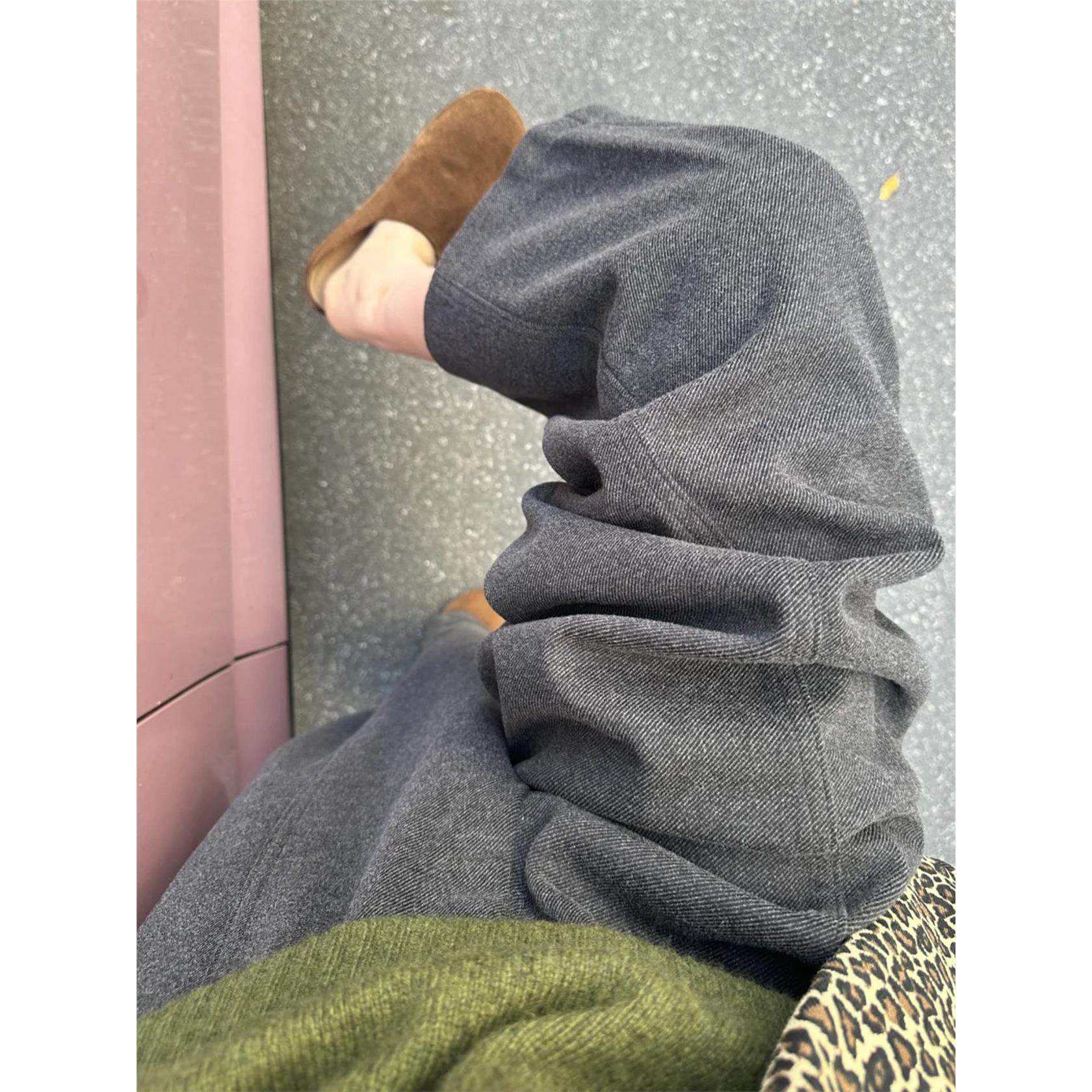 灰色直筒加绒毛呢裤大码女装秋冬胖妹妹宽松显瘦阔腿弯刀休闲裤子,淘宝优惠券,粉丝福利购,淘宝优惠卷