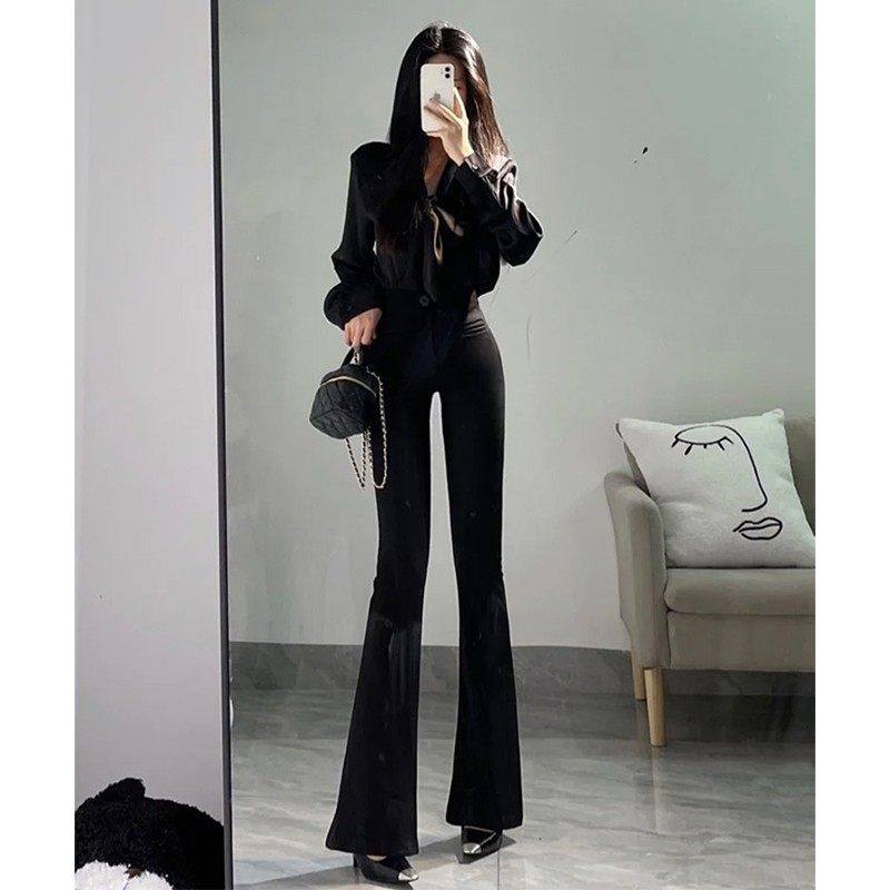 西装裤女春夏2025新款马蹄裤米白色微喇叭裤休闲高腰显瘦长裤子,淘宝优惠券,粉丝福利购,淘宝优惠卷