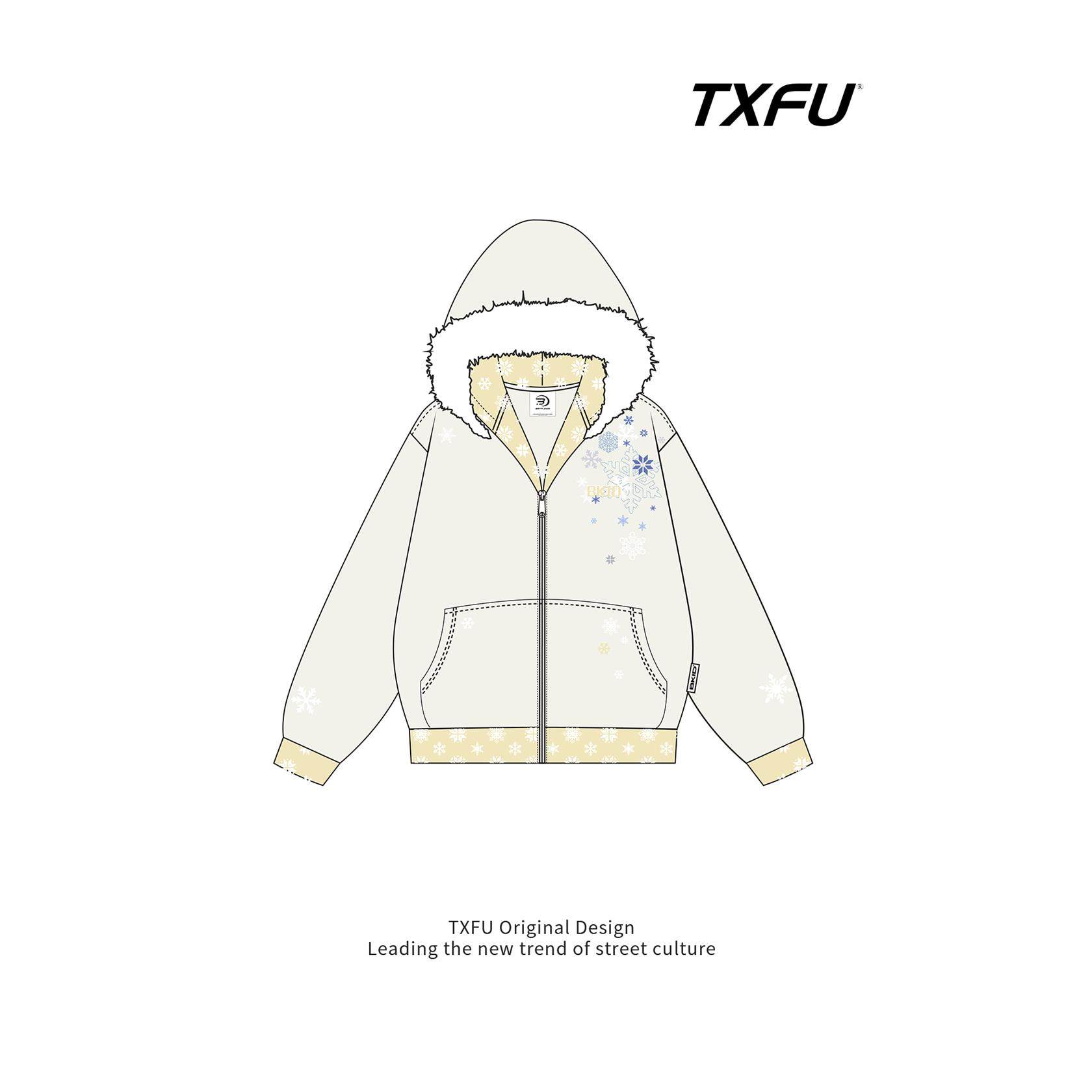 TXFU美式内领雪花碎花拼接开衫连帽卫衣女秋冬新款宽松拉炼外套,淘宝优惠券,粉丝福利购,淘宝优惠卷