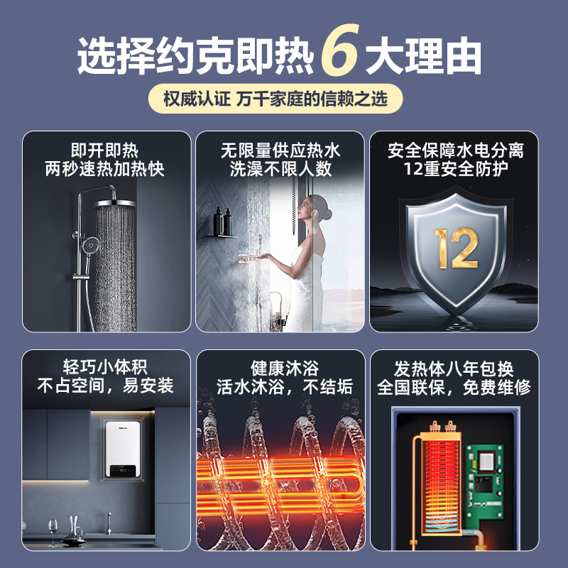 【热卖爆款】YORK约克D2即热式电热水器智能变频恒温免储水8500W - 图0