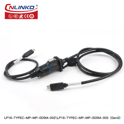 凌科Type-c转接头数据延长线LP16公头母座直插防水航空插头连接器 - 图2