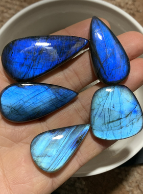 拉长石吊坠裸石紫彩蓝绿金黄芬兰矿印度工艺练手水滴椭圆手工DIY