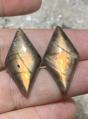 拉长石吊坠饰品菱形28*19方块手工DIY天然灰月光紫彩蓝黄金绿