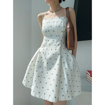 Faffy Wave Dot Harnesses Foreign Dress Women 2022 Summer New Cashew Slim Temperament Gentle Wind Fluffy Short Skirt