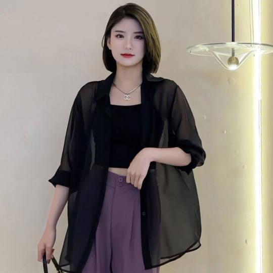 Chiffon sun protection shirt loose thin cardigan jacket
