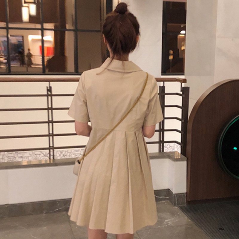 夏装森系珍珠盘扣改良女神范连衣裙 法依绮连衣裙