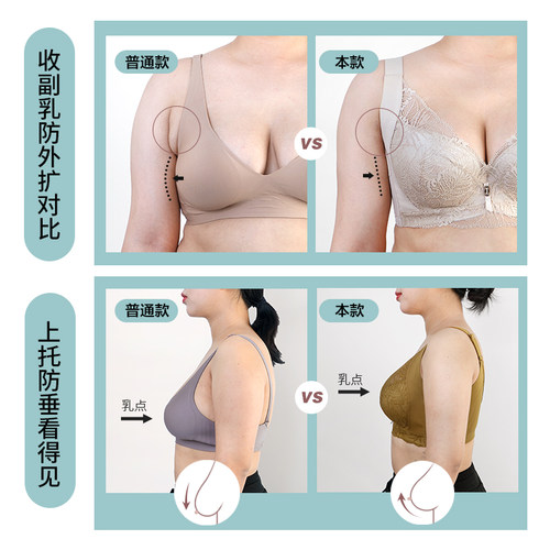 女儿腰调整型内衣收副乳防下垂大码文胸大胸显小胸全罩杯薄款胸罩 - 图2