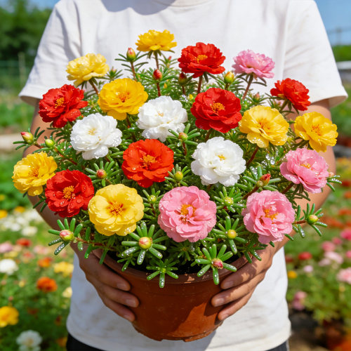 多色组盆更美！重瓣太阳花盆栽苗混色宿根四季好养花卉盆栽带花苞 - 图1