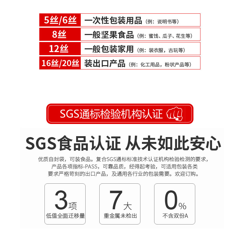 万客来包装 36488丝 密封自封袋 食品级封口夹链大号袋 袋 - 图1