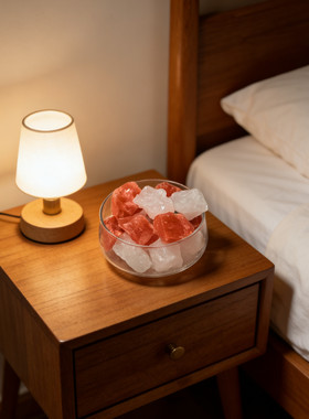 粗盐净宅粉红盐喜马拉雅粉盐块海盐天然玫瑰盐特级鸽血红摆件容器