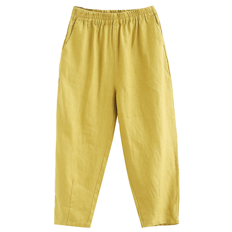 棉麻春夏宽松百搭小脚纯棉哈伦裤 雪妤休闲裤
