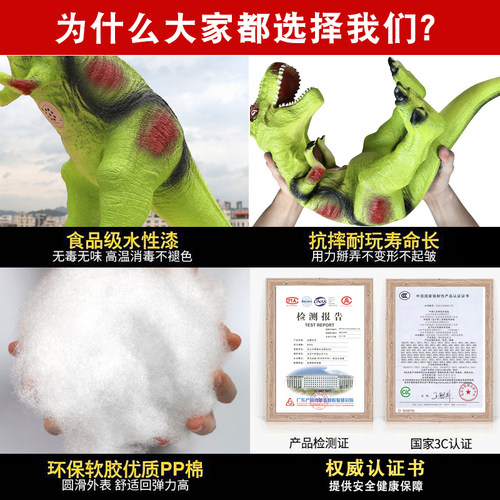 大恐龙玩具大号仿真软胶动物模型三角龙翼龙儿童宝宝男女孩霸王龙 - 图3