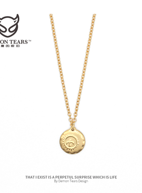 日式太阳飞鸟小金饼毛衣长吊坠