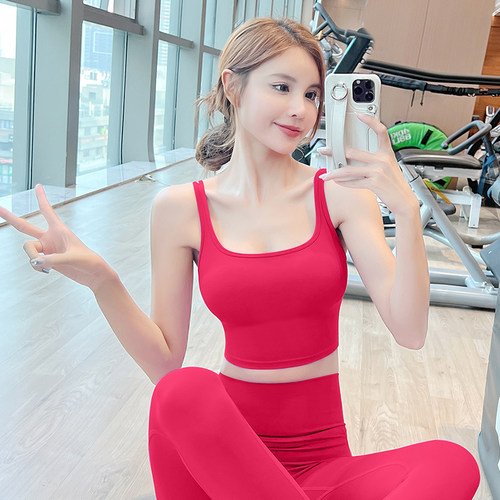 运动内衣女防震聚拢跑步健身防下垂性感瑜伽文胸上衣夏季吊带背心 - 图0