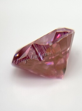 100%莫桑钻樱花粉心形裸石 18K金首饰品主石 合成碳化硅石