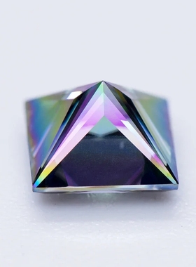 七彩绿公主方莫桑石裸石 戒指珠宝镶嵌仿钻石DIY 合成碳化硅石