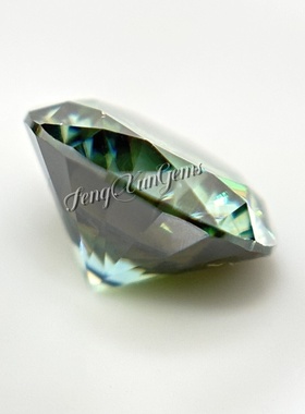 圆形莫桑石裸钻八心八箭黄绿色裸石 过钻笔带腰码证书 首饰配石