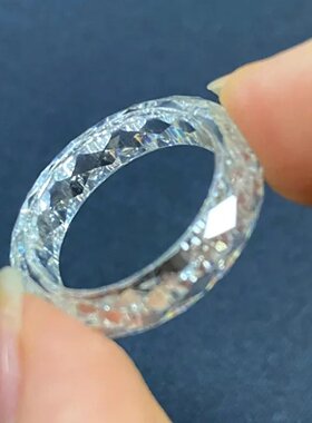 新款莫桑石刻面戒指 白色 小众设计感菱形简约时尚戒指  高级轻奢