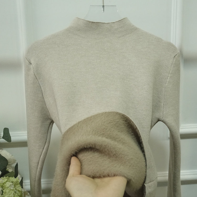 新款半高领加绒加厚毛衣一体绒针织上衣长袖内搭女通勤,淘宝优惠券,粉丝福利购,淘宝优惠卷