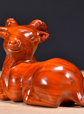 花梨木雕刻羊摆件三合十二生肖木羊工艺品家居客厅属羊装饰品送礼