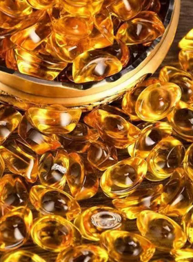 新品黄水晶元宝摆件百福米缸招财进宝聚财琉璃金元宝创意饰品摆件