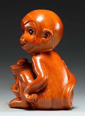 花梨木猴子雕刻摆件木制十二生肖木头属猴家居客厅装饰工艺品送礼