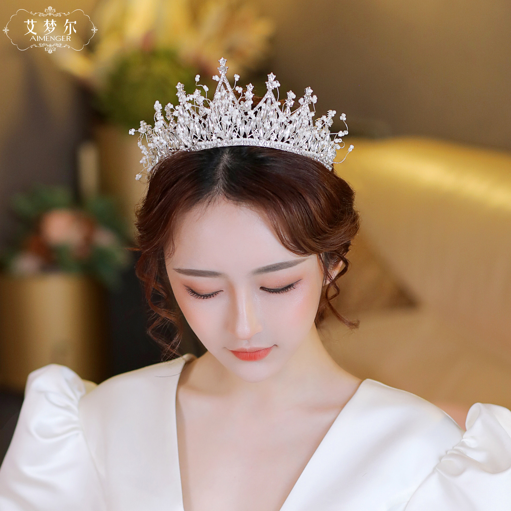 礼森系结婚头饰王冠皇冠女十八岁生日公主超仙成人婚纱新娘发饰