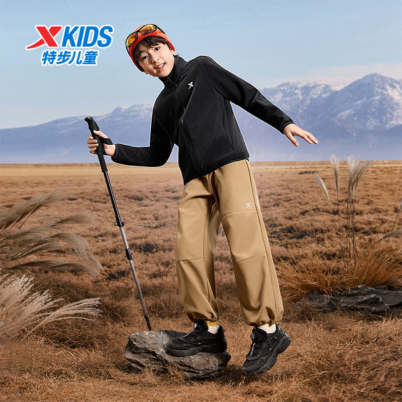 特步童装秋季男童女童运动柔软亲肤加绒保暖外套百搭儿童针织上衣,淘宝优惠券,粉丝福利购,淘宝优惠卷