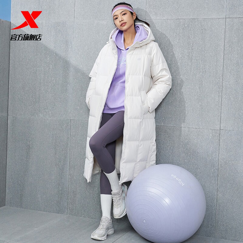 特步防水中长2022冬季新款羽绒服 特步运动羽绒服